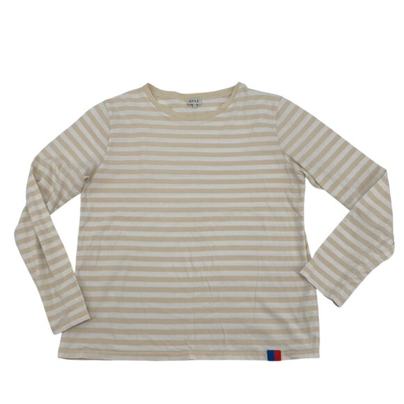 KULE Tops - KULE Women's Size Small Cream White Striped Long Sleeve Shirt Cotton